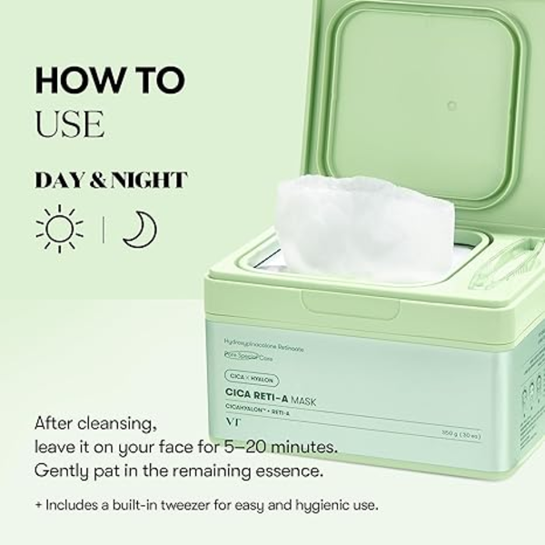 VT COSMETICS Cica Reti-A Mask 30 ea/350g - Набір зволожувально-відлущувальних тканинних масок 30шт/350g VTC069 фото
