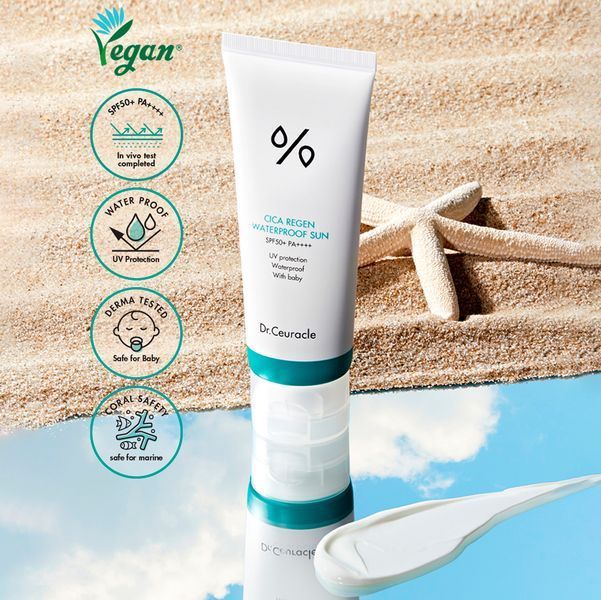 Водостійкий сонцезахисний крем з центелою азіатською Dr.Ceuracle Cica Regen Waterproof Sun SPF50+ PA++++, 100 мл 8806133615645 фото