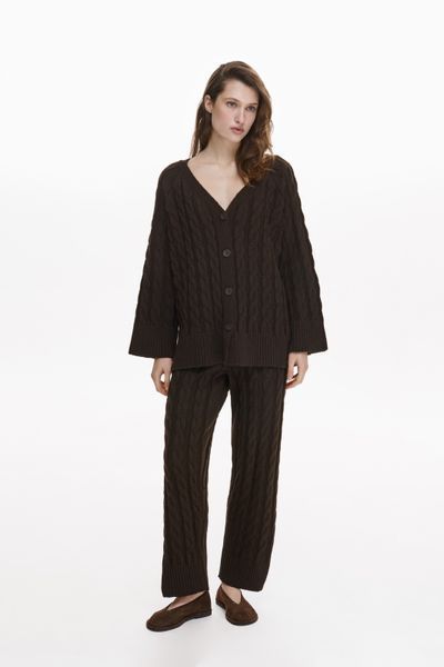 Кардиган обʼємного крою з фактурного трикотажу (колір шоколадний) XS/S knitwear008xs_s фото