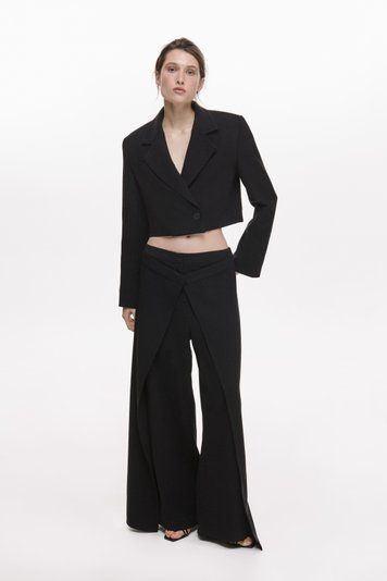 Сет чорного кольору (кроп жакет + брюки) Premium XS/S cutiesuit1008xs-s фото
