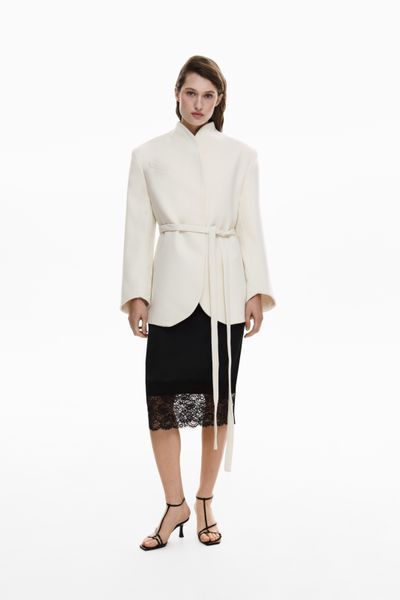 Пальто жакет молочного кольору + шарф Fall Winter XS/S vocutiee0103xss фото