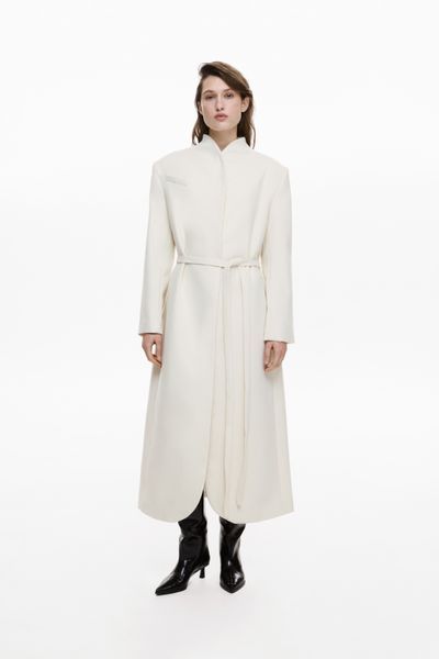 Довге пальто молочного кольору Fall Winter XS/S vocutiee001xss фото