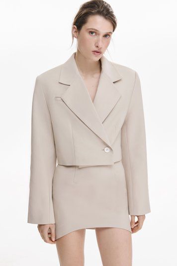 Жакет кроп бежевого кольору Premium XS/S cutiesuit04xs-s фото