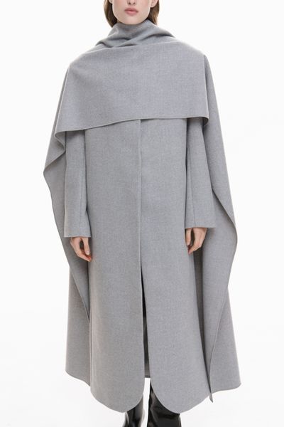 Довге пальто сірого кольору + шарф Fall Winter XS/S vocutiee23xss фото