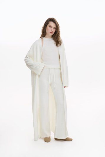 Максі кардиган з трикотажу молочного кольору XS/S knitwear009xs_s фото